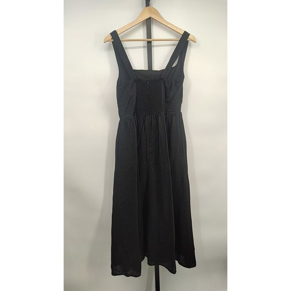 Quince Women 100% European Linen Fit & Flare Midi Dress Black M - Picture 3 of 3